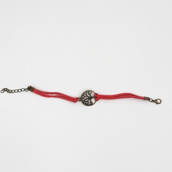 3/$20 Tree of Life Red Suede Fashion Bracelet Adjustable Soft Boho Retro Jewelry - Picture 6 of 10